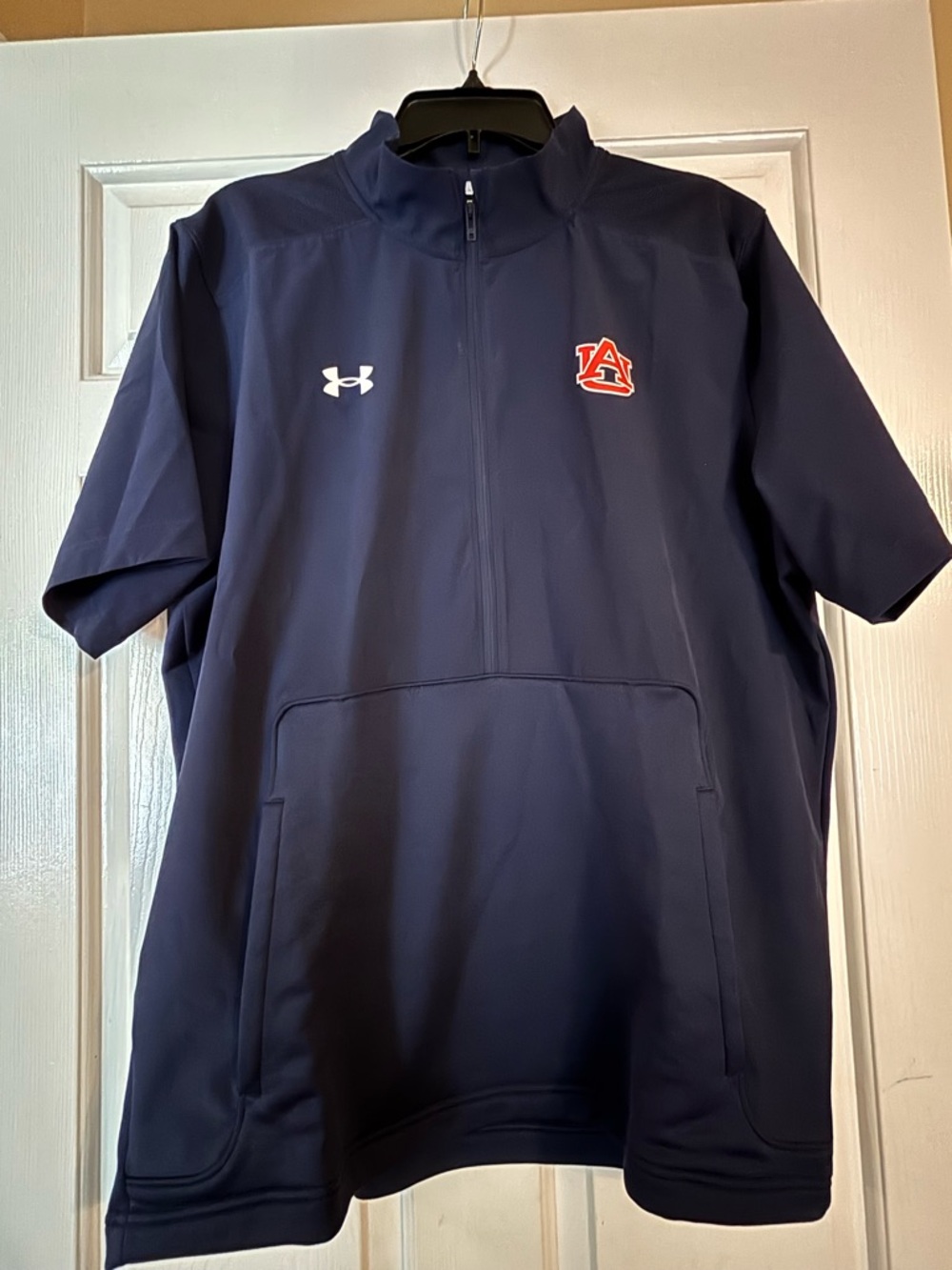 Under Armour Navy Short-Sleeve Half-Zip Pullover with Auburn Logo
